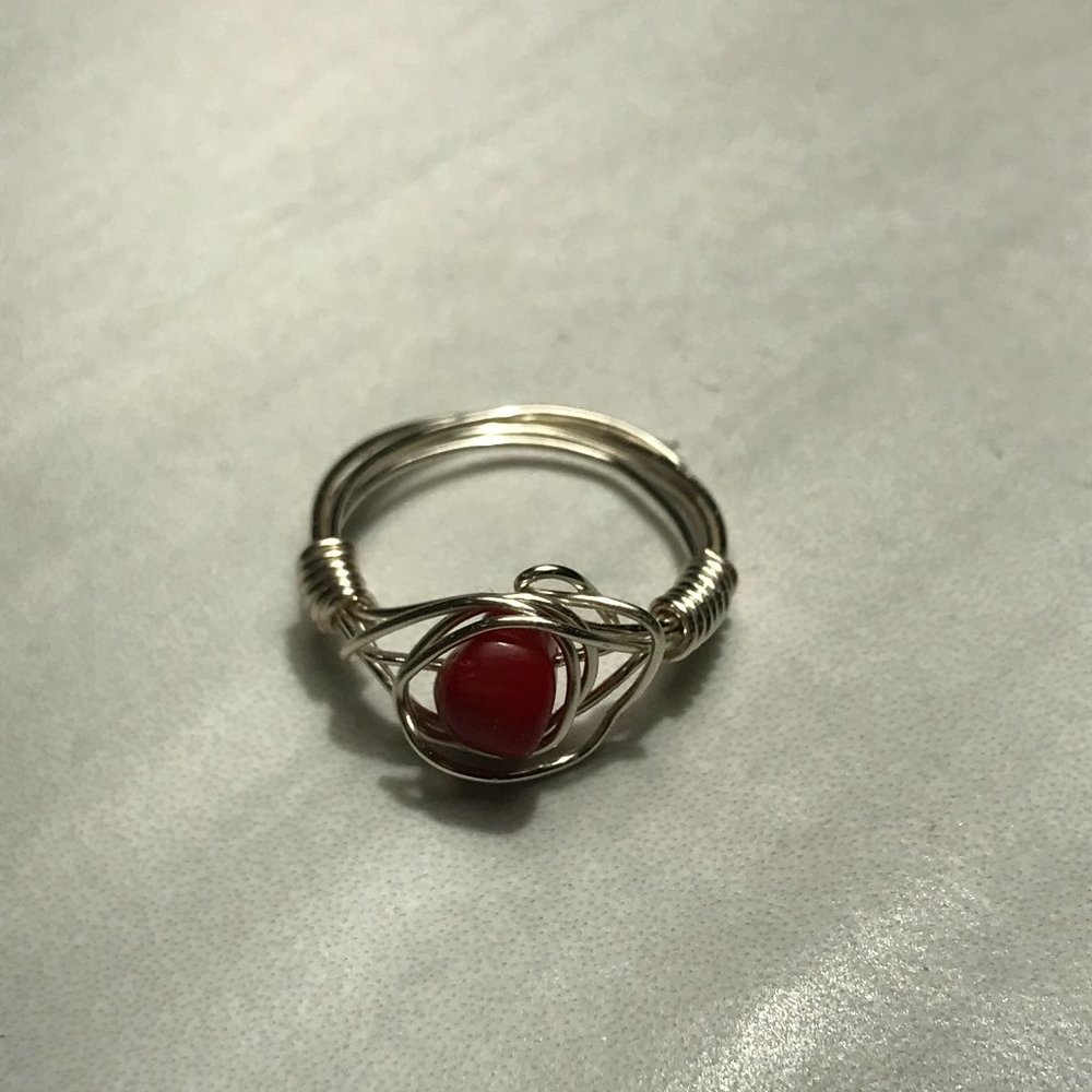 carnelian crystal wire ring
